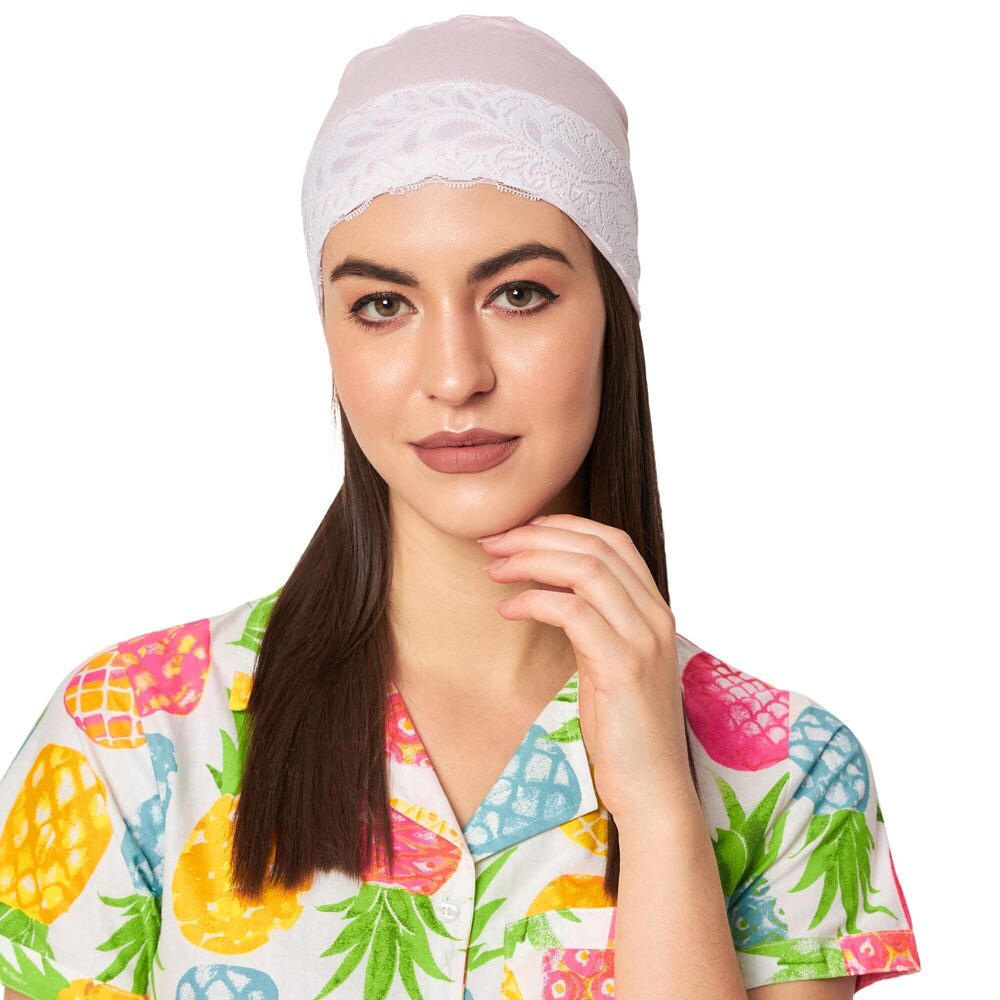 2424 Luxurious Bamboo Lace Sleep Cap Free Size Chemo Hair Loss Headwear - Picture 3 of 6